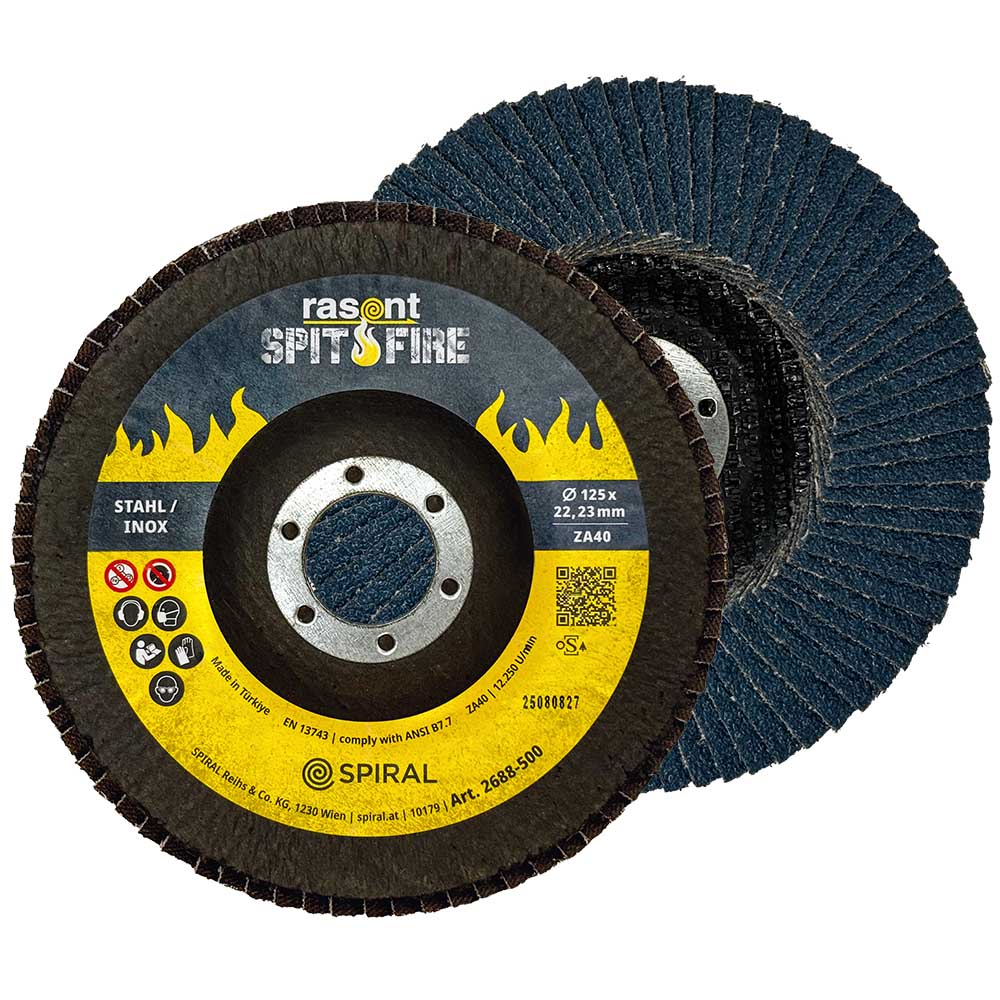 Fächerscheibe RASANT Spitfire 125mm, Zirkonkorund für Stahl/Inox, Körnung: 40
