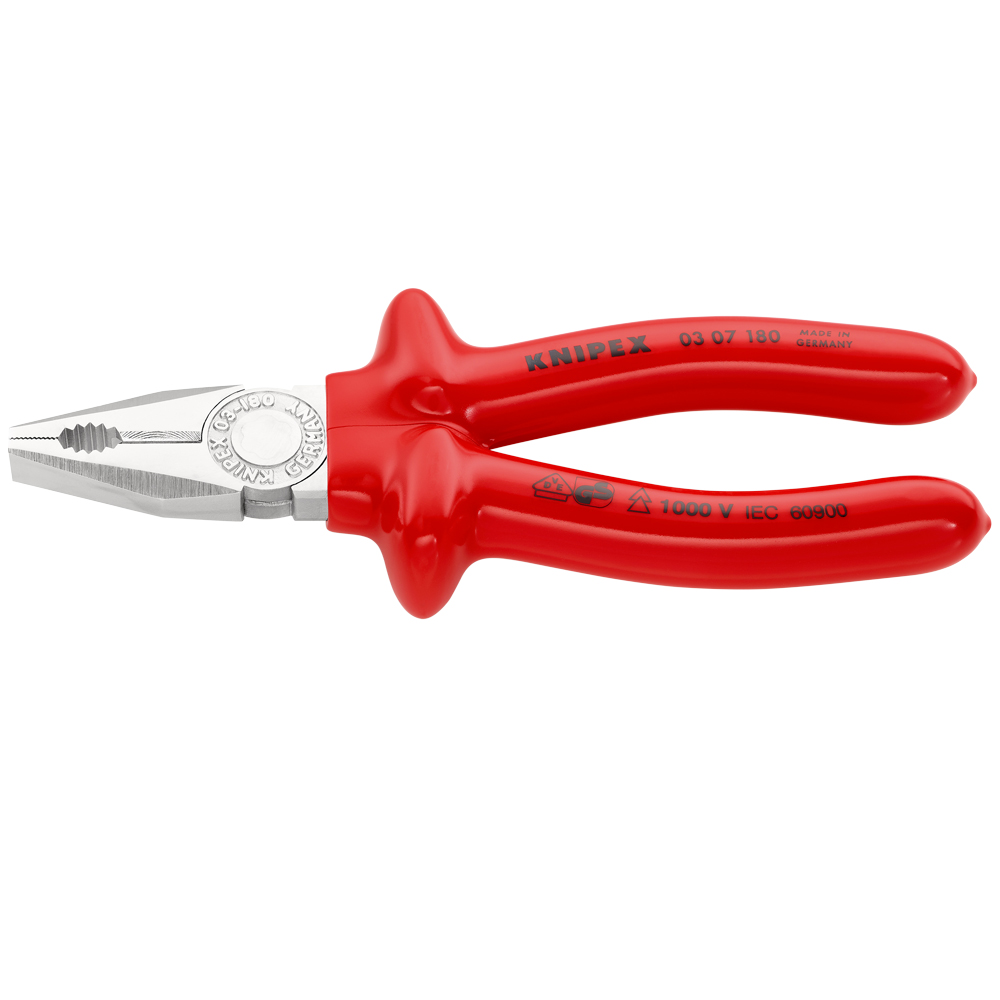 KNIPEX Kombizange, VDE geprüft, verchromt, tauchisoliert, Länge: 180mm