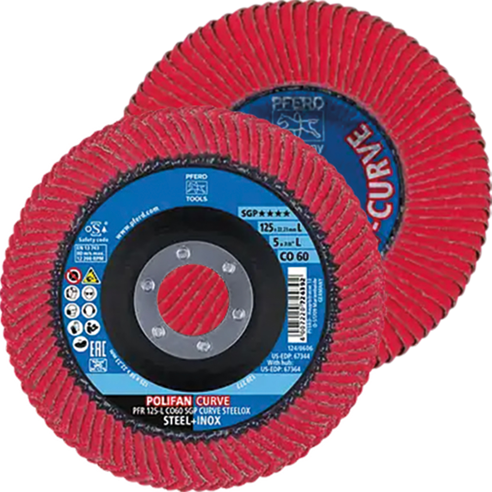 Polifan PFR 125mm CO40 SGP-CURVE STEELOX, Stahl/Edelstahl, Keramik-Schleifteller, Breite: 11mm