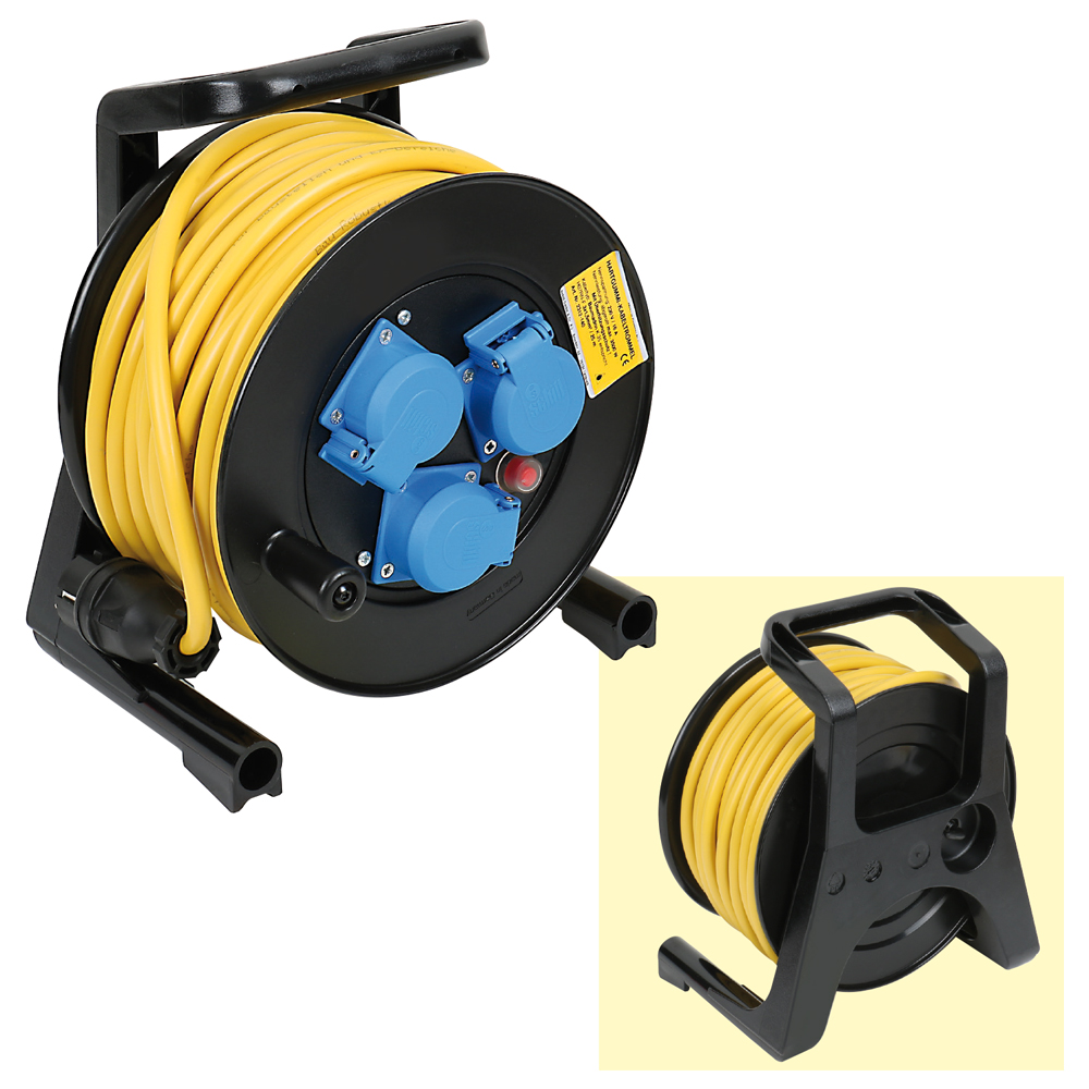 Kabeltrommel 230V/16A,25m 3x1,5mm² Baurobust K35,3x230V,IP44,Thermoschutz