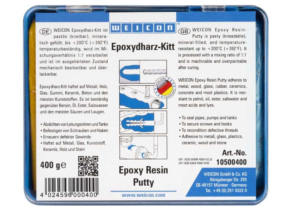 Epoxyd-Plast 0,4Kg Reparatur-Knetmasse druckfest -800Kg/cm²,zugfest