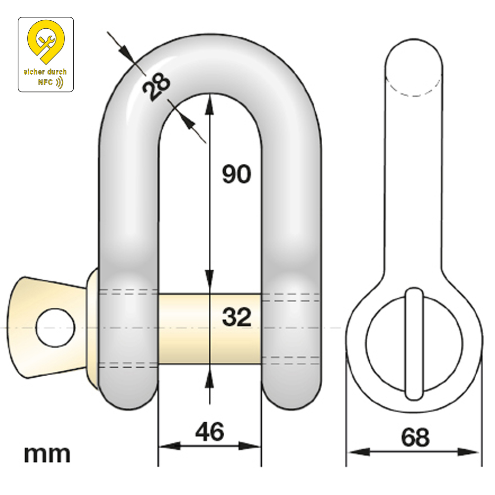 Schäkel-RFID, mit Schraubbolzen gerade Form