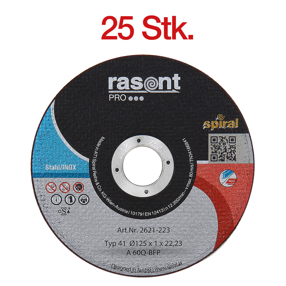 25 Stk.Trennscheib.RASANT UNIPRO 125x1mm für Stahl/Inox,extra dünn
