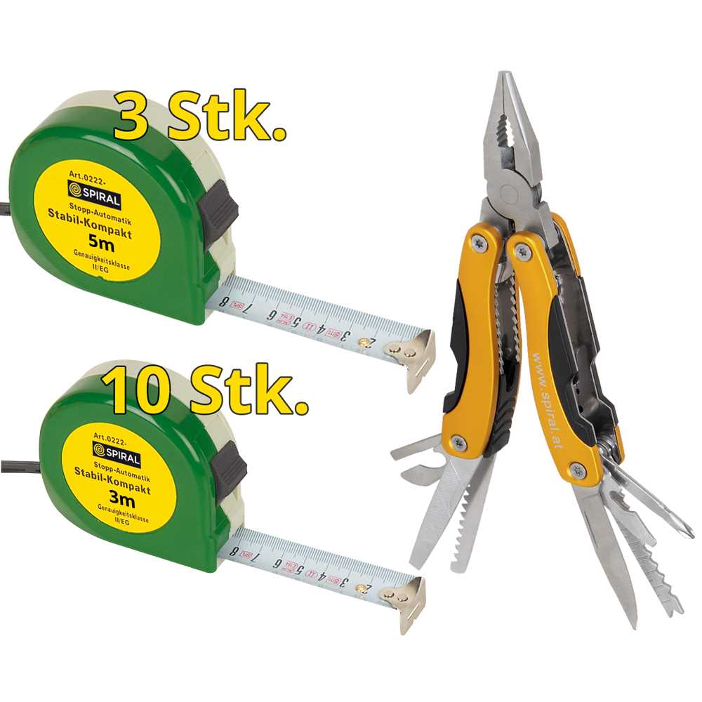 Rollbandmaß-Satz 10 Stück 3m,3 Stück 5m 1 Stück Multi-Tool