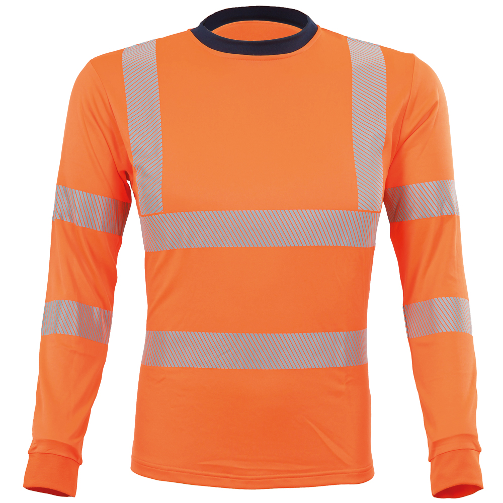 ALLROUND WS T-Shirt Langarm UV 40+, warnorange/marineblau, Damenmodell, Größe: S