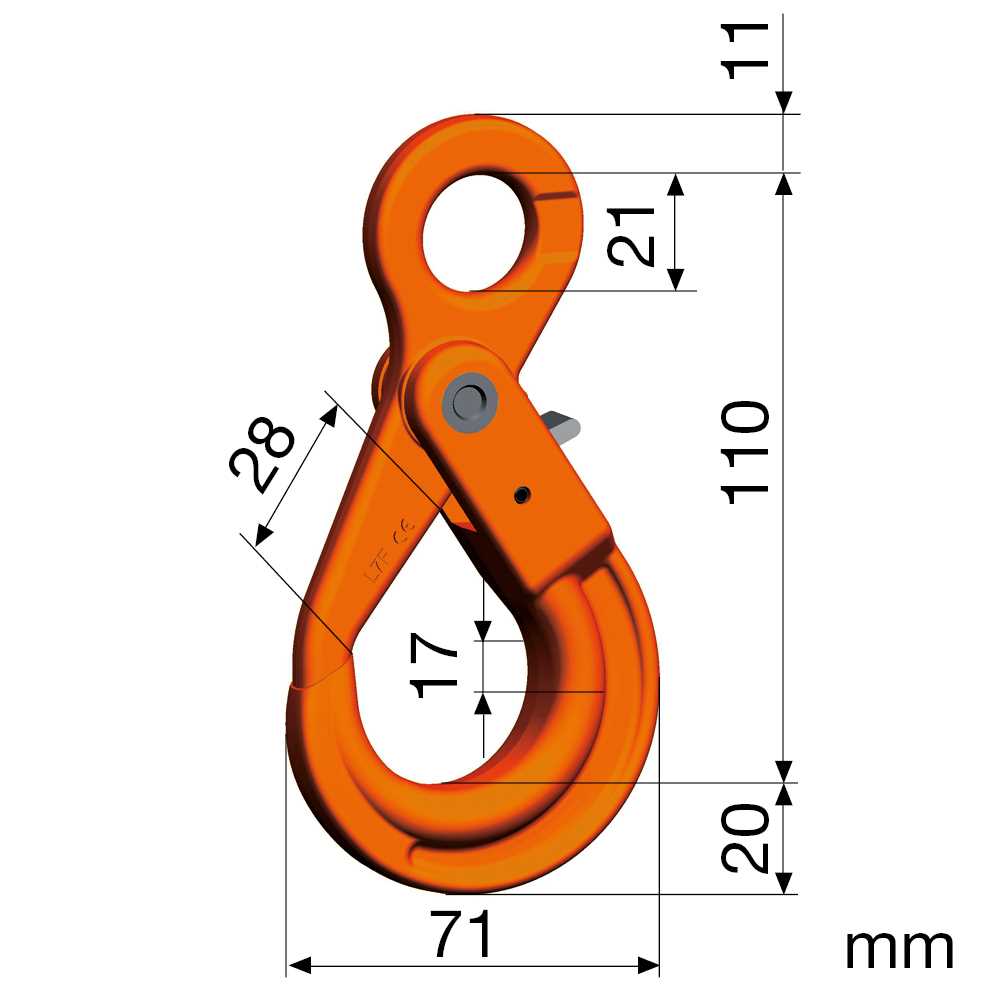 Sicherheitslasthaken mit Öse, nach EN1677-3, Tragfähigkeit: 1400kg, für Kette Ø: 5/6mm