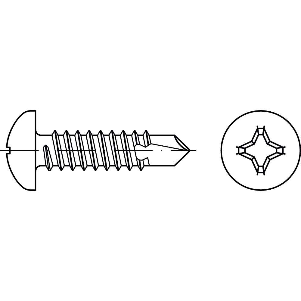 Linsenbohrschraube ISO 15481 ST A2K, GALVANISCH VERZINKT, Gewindenenndurchmesser: 2,9mm, Schraubenlänge: 9,5mm