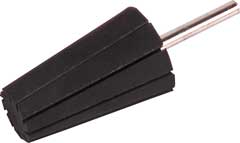 Rotorschleifbandkörper 22/29x30 konische, Form,Gummi geschlitzt,6mm Schaft, Maß: 29x30