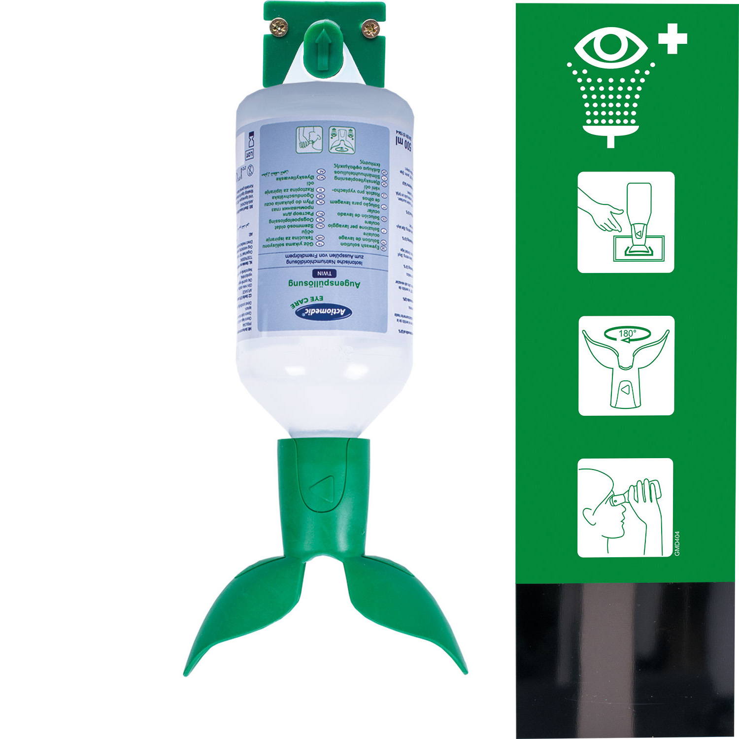 Augenspülset Natriumchloridlösung 0,9% 500ml inkl. Wandhalterung DIN EN 15154-4
