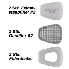 Masken-Nachfüll-Set 6-teilig,Staub- Gasfilter+Filterdeckel