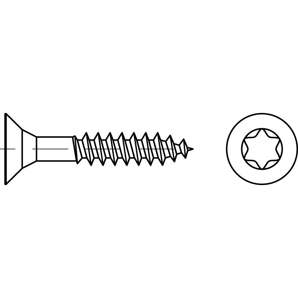Senkspanplattenschraube A4, TX ROST- UND SÄUREBESTÄNDIG TEILGEWINDE, Gewindenenndurchmesser: 6mm, Schraubenlänge: 80mm