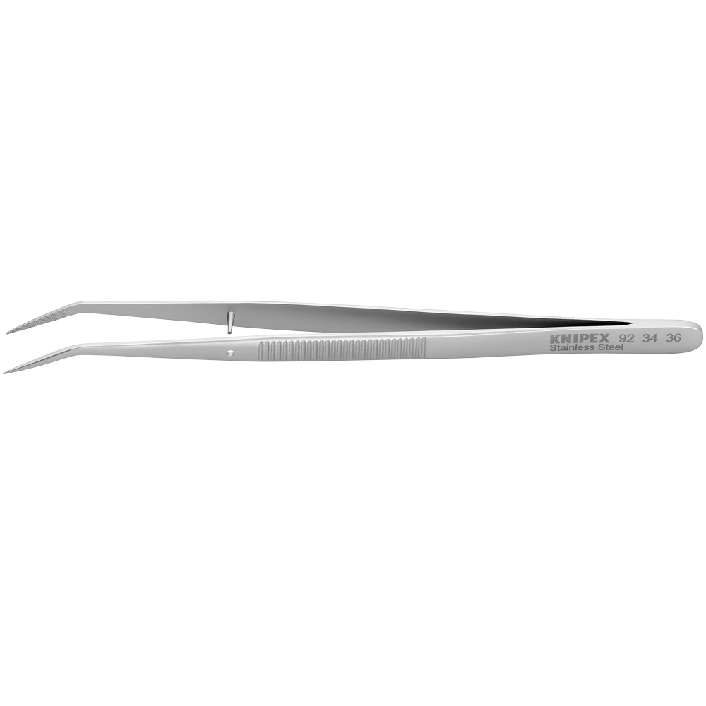 Präzisions-Pinzette 152 mm, 25° Backen gewinkelt, mit Führungsstift