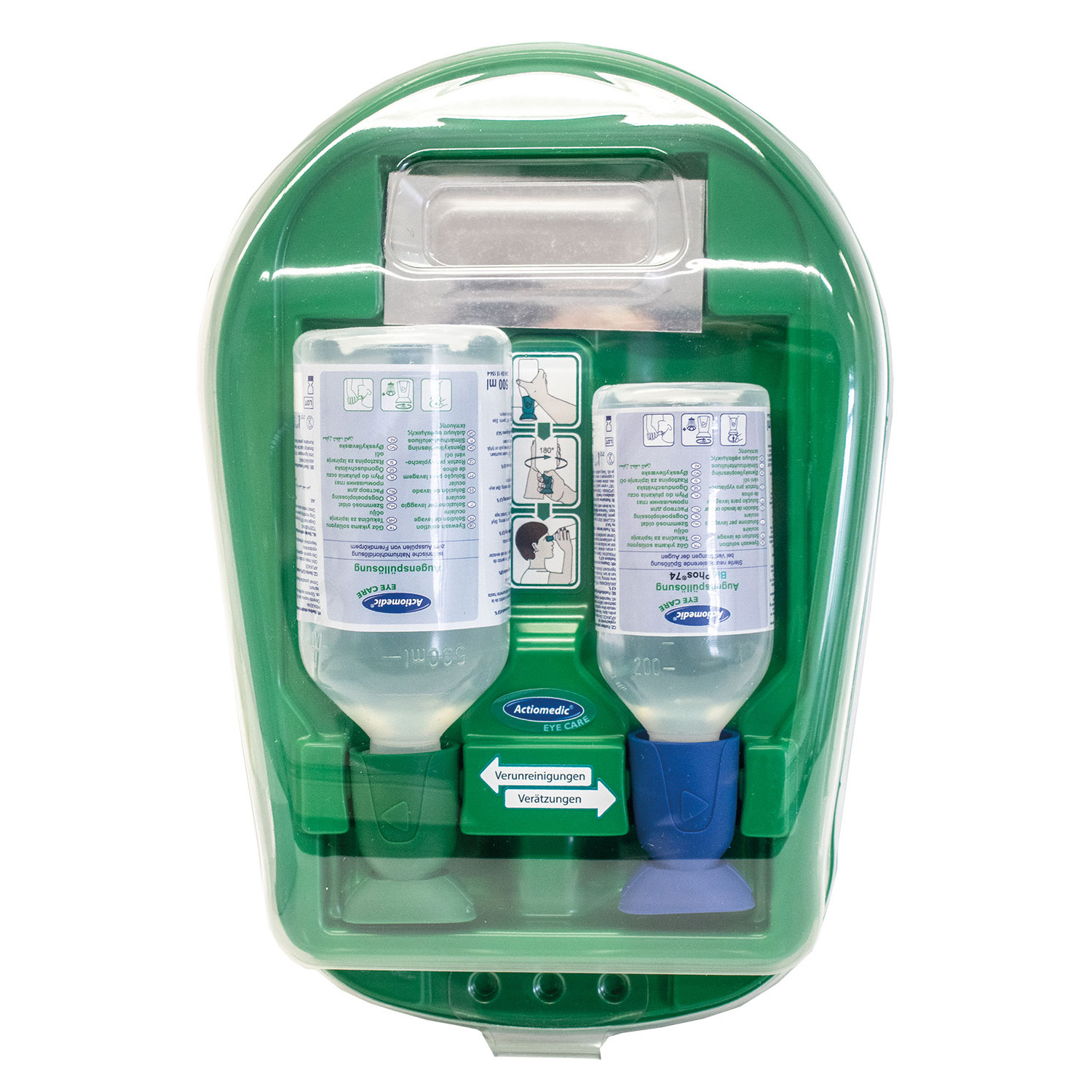 Augen-Notfallstation Natrium/phNeutral 1x 200ml  1x 500ml inkl. Wandbox