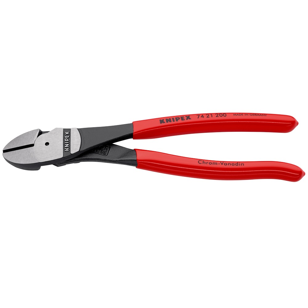 Kraft-Seitenschneider 12°gewinkelt,PVC, Griff, schwarz atramentiert, poliert, Länge: 200mm