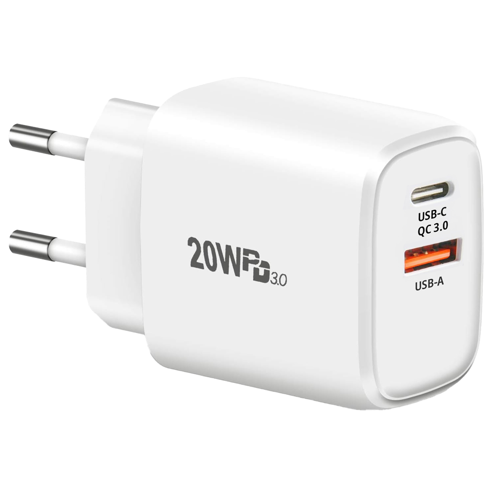 Ladekabeladapter,1x USB-A und 1x USB-C 2,4A Ladestrom,230V