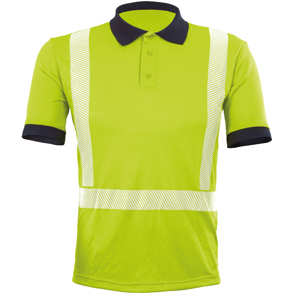ALLROUND WS Poloshirt kurzarm, UV 40+, warngelb/marine, warnorange/marine, Farbe: warngelb/marineblau, Größe: M