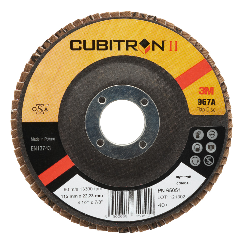 Fächerscheibe CUBITRON II 967A, Premium,Keramik,konisch, Außendurchmesser: 115mm, Körnung: 80