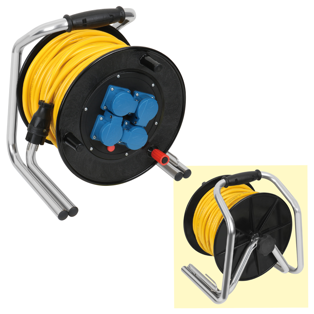 Kabeltrommel 230V/16A,50m 3x2,5mm² Baurobust K35,4x230V,IP44,Hartgummi