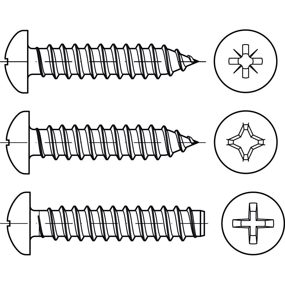 Linsenblechschraube ISO 7049 C H A2 ROSTBESTÄNDIG MIT SPITZE PHILLIPS KLEINP