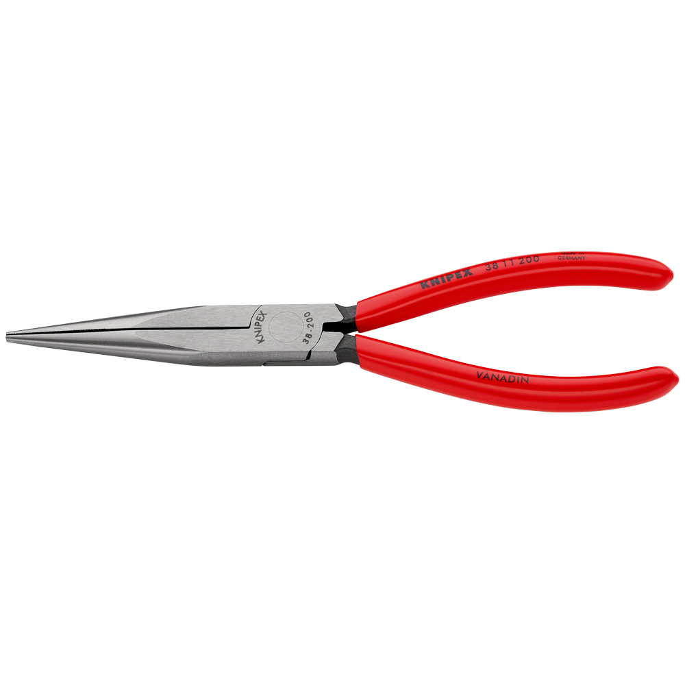 Mechanikerzange 200mm, atram. schw., poliert, fla.runde Backen, KNIPEX