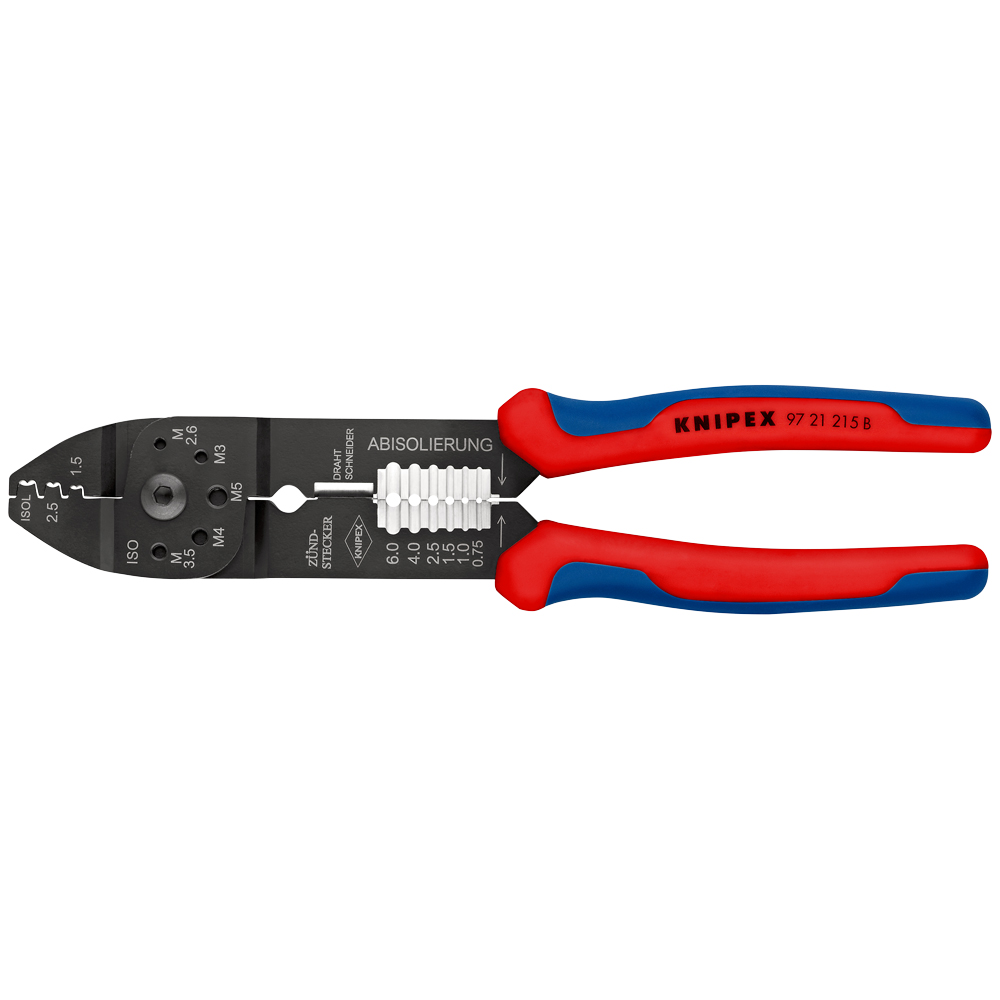 Crimpzange 230 mm, F-Crimp, brüniert, mit Mehrkomponenten-Hüllen