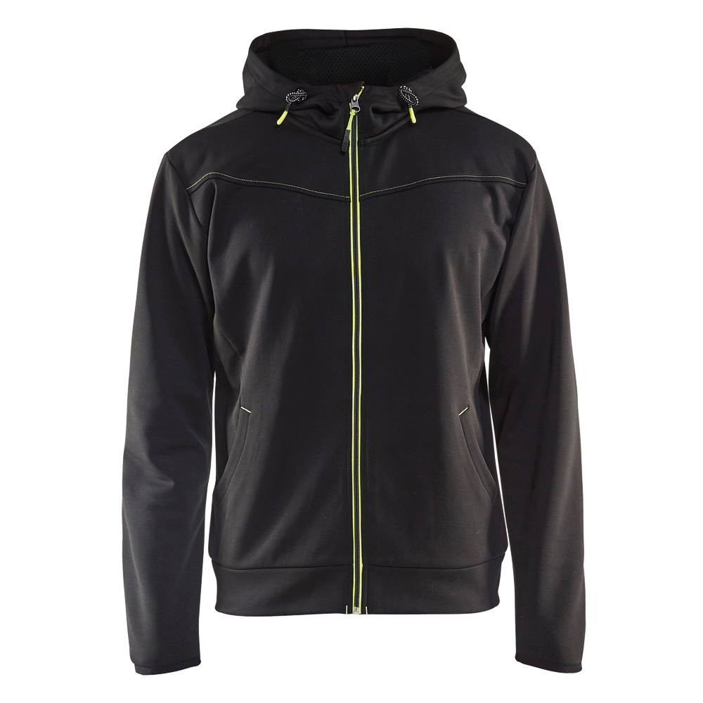 Hoodie Reißverschluss,, UNITE 3363,100% PE,aufgerauht,260 g/m², Farbe: schwarz/gelb, Größe: XS