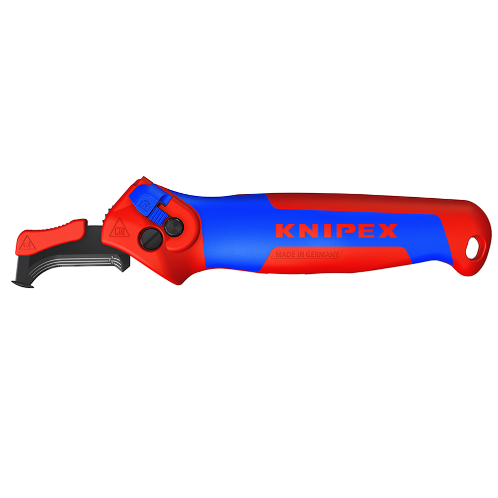 Abmantelungsmesser KNIPEX mit Gleitschuh und Ratschenfunktion