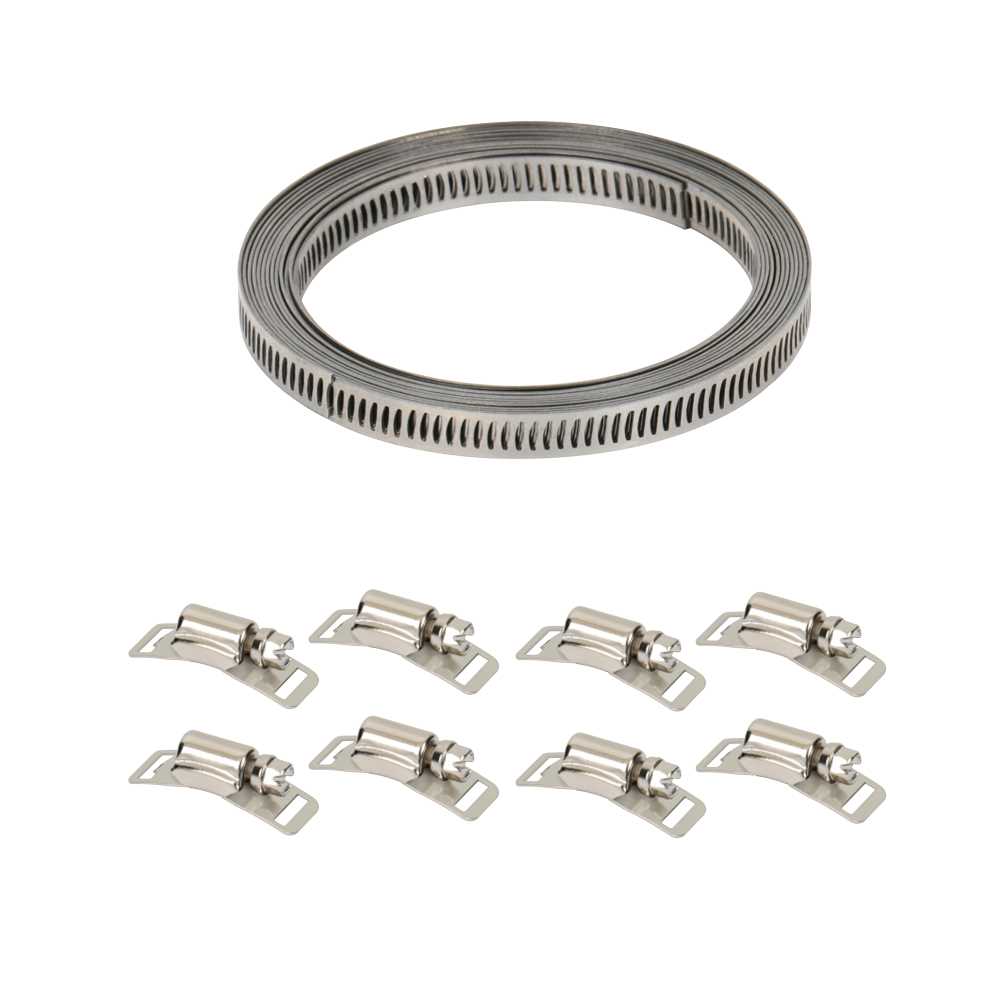 Schlauchbinder-Spannband-Set Allclamp 1, 8 Schlösser, x3m Inox, Breite des Bandes: 8mm
