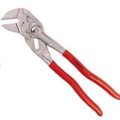 Zangen-Ratschschlüssel bis 35mm mit Parallel-Spannbacken und Druckknopf