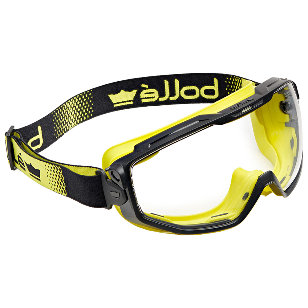 Vollsichtbrille Universal klar, EN 166 2C-1,2 UV-Schutz, Ausführung: belüftet, Rahmen: gelb