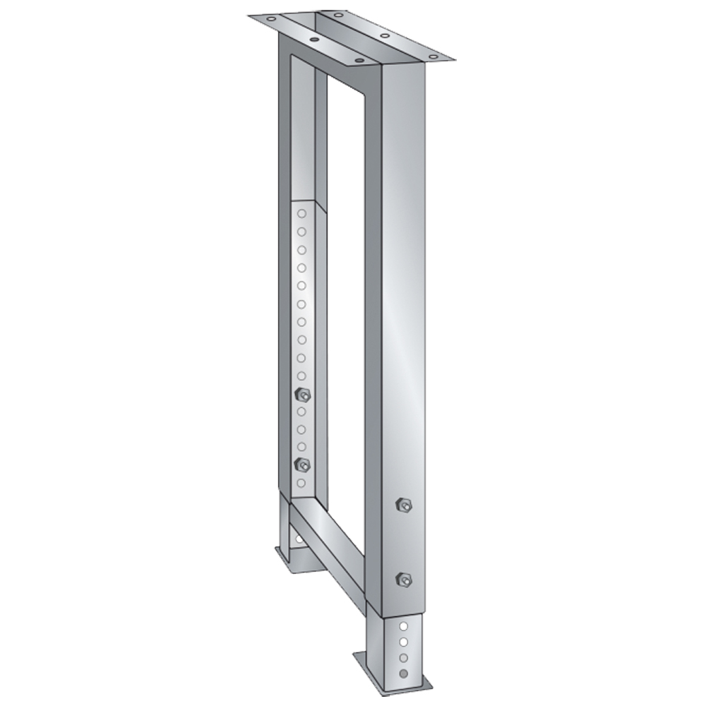 Werkbankfuss 700-1050mm,verstellbar 725mm tief,80mm breit,RAL 7035