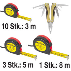 Rollbandmaß-Set BESTSICHT,15-teilg 10Stk. 3m,3Stk. 5m,1Stk. 8m, + Multitool