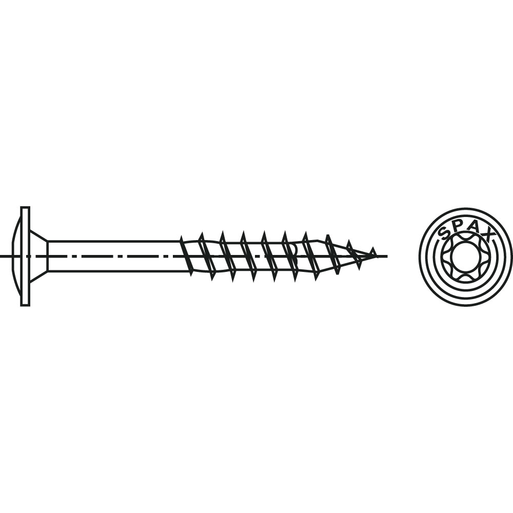 Tellerkopfholzbauschraube A2 TX, ROSTBESTÄNDIG SPAX, Gewindenenndurchmesser: 6mm, Schraubenlänge: 60mm