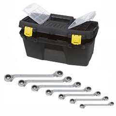 Doppelring-Ratschschlüssel-Set 10-32mm 7-teilig,CrV,gekröpft,umschaltbar