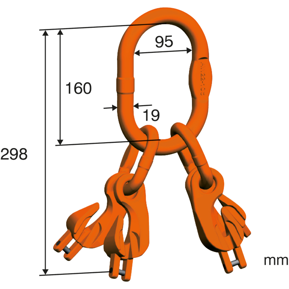 Aufhängegarnitur, 4-Strang, mit Kettenverkürzer, nach EN 818-4, Tragfähigkeit bis 45°/Tragfähigkeit 45° bis 60°: 3000/2120, für Kette Ø: 5/6mm
