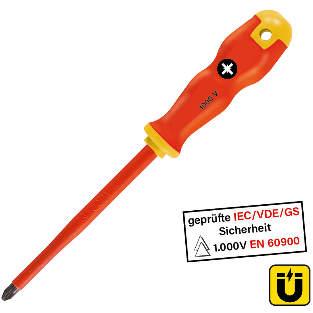 Schraubenzieher GRIP, Antirutsch-Heft, Abtrieb: PZ0, Länge der Klinge: 60mm
