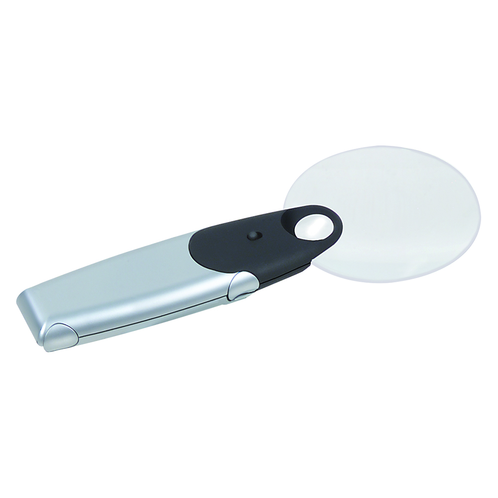 Lupe mit LED-Licht 2fach,Ø 90mm Hand- und Standmodell,mit 2xAA Batterien