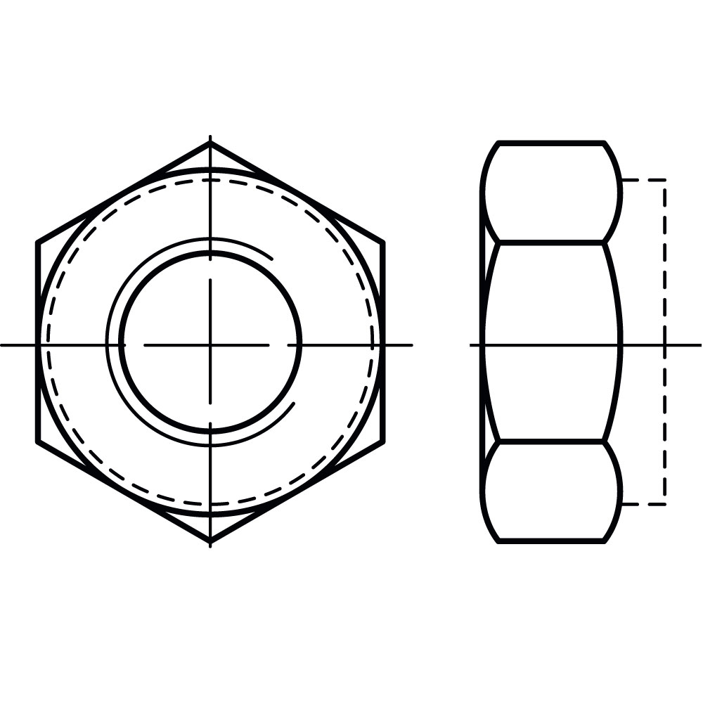 Sechskantmutter ISO 10513 8 A2K, GALV. VERZINKT FEINGEWINDE, Gewindenenndurchmesser: 8mm, Gewindesteigung am Mutterende: 1mm