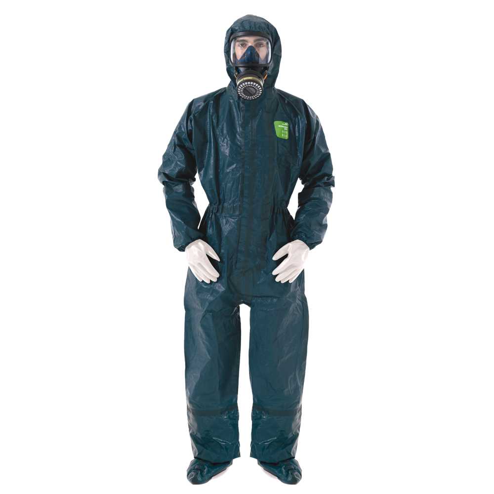 Chemieschutz-Overall Füßlinge und Barrierehandschuh,mit Kapuze
