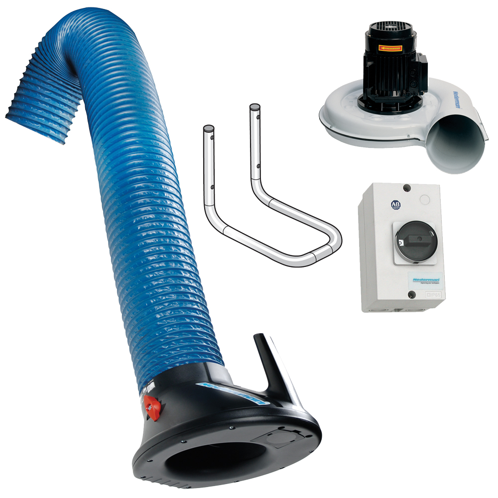 Schweißrauchabsaugung 3m Absaugarm mit Ventilator 400V,1000m³/h,Wandkonsole
