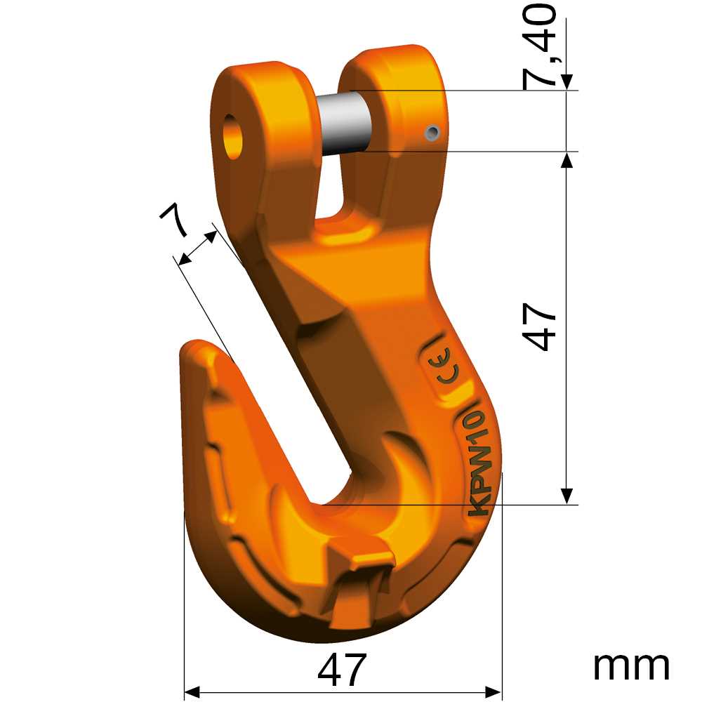 Parallelhaken mit Kuppelanschluss, nach EN 1677-1, Tragfähigkeit: 1400kg, für Kette Ø: 6mm
