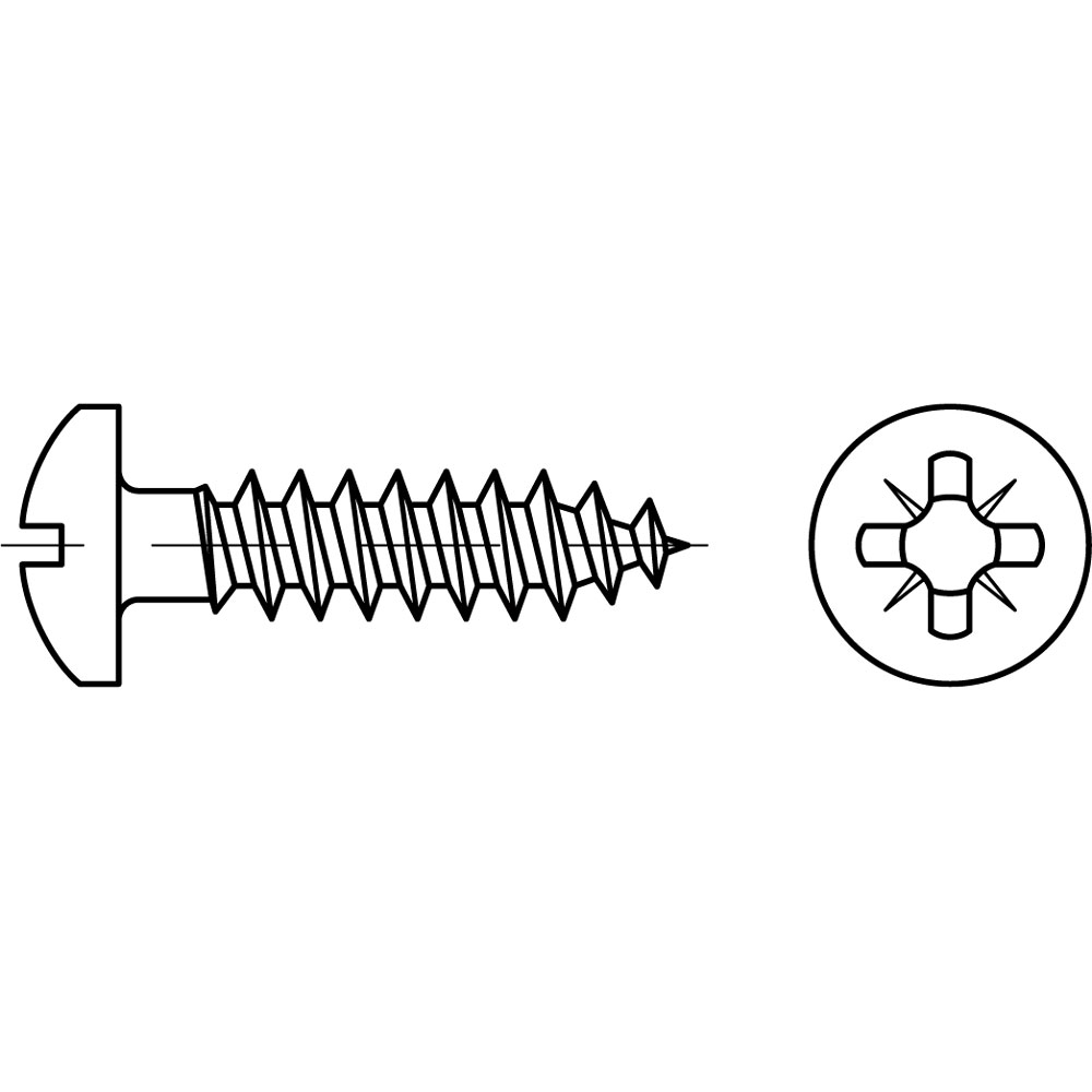Panhead Spanplattenschraube ST A2K, GALVANISCH VERZINKT HALBRUND POZIDRIV, Gewindenenndurchmesser: 3mm, Schraubenlänge: 10mm