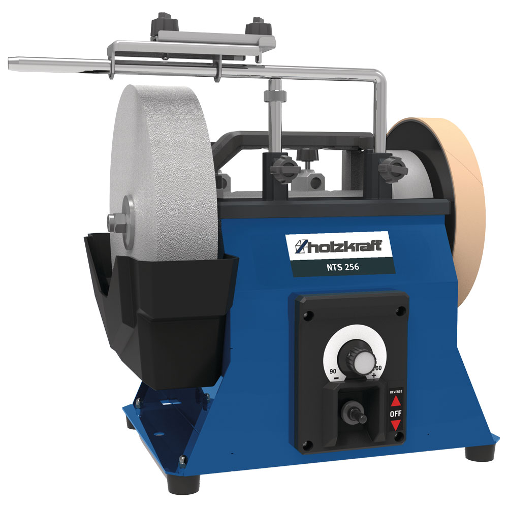 Trocken-und Nass-Schleifer 250mm 230V 90U/min.,Lederabziehscheibe und Halter