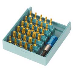 TIN-TORX+SI-TORX Bit-Box 31-teilig 4xT15/9xT20/4xT25/2xT27/4xT30/1xT40,Halt