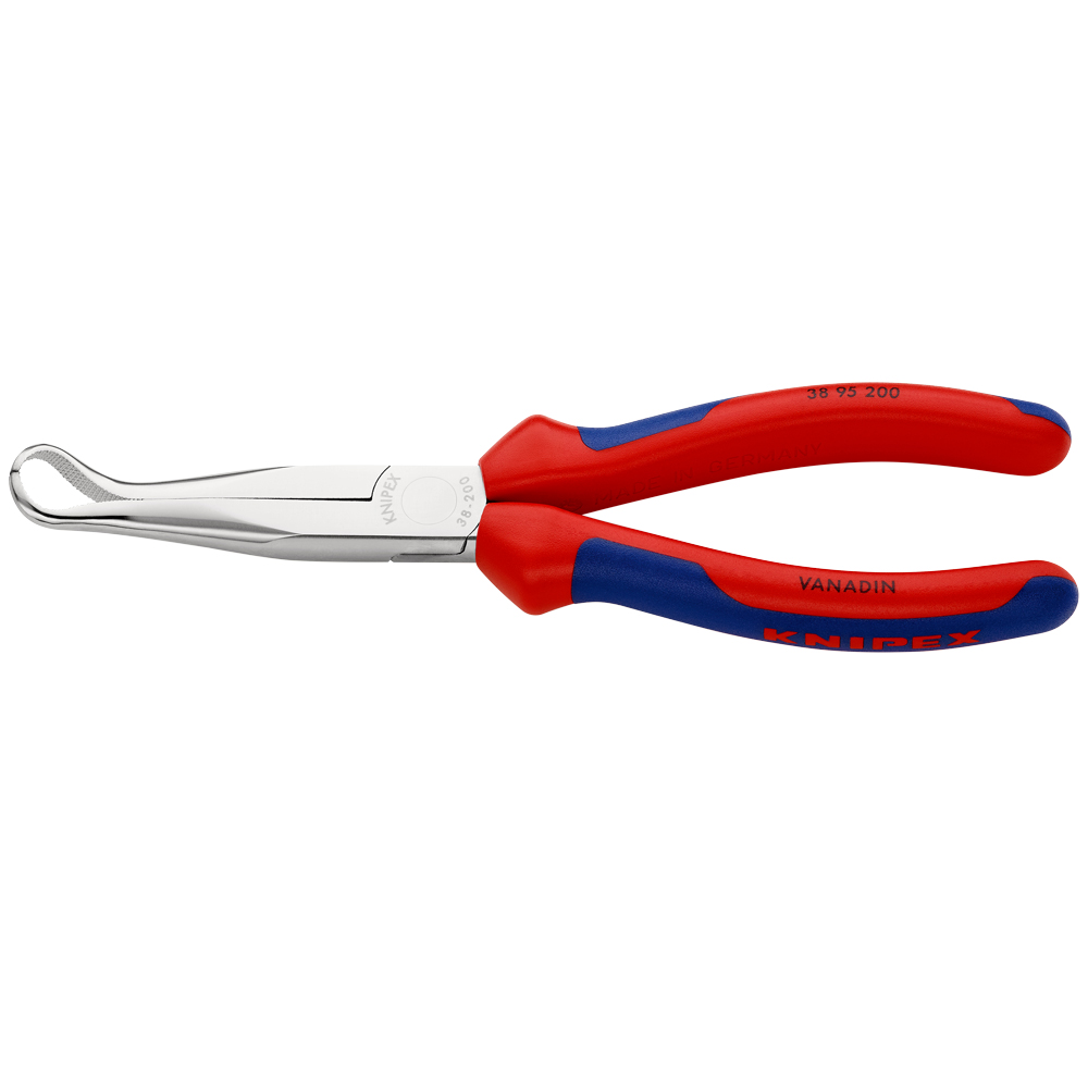 Mechanikerzange 200mm,45°gew.Back.,verch für Zündkerzen, fla.ru. Backen, MK-Hülle