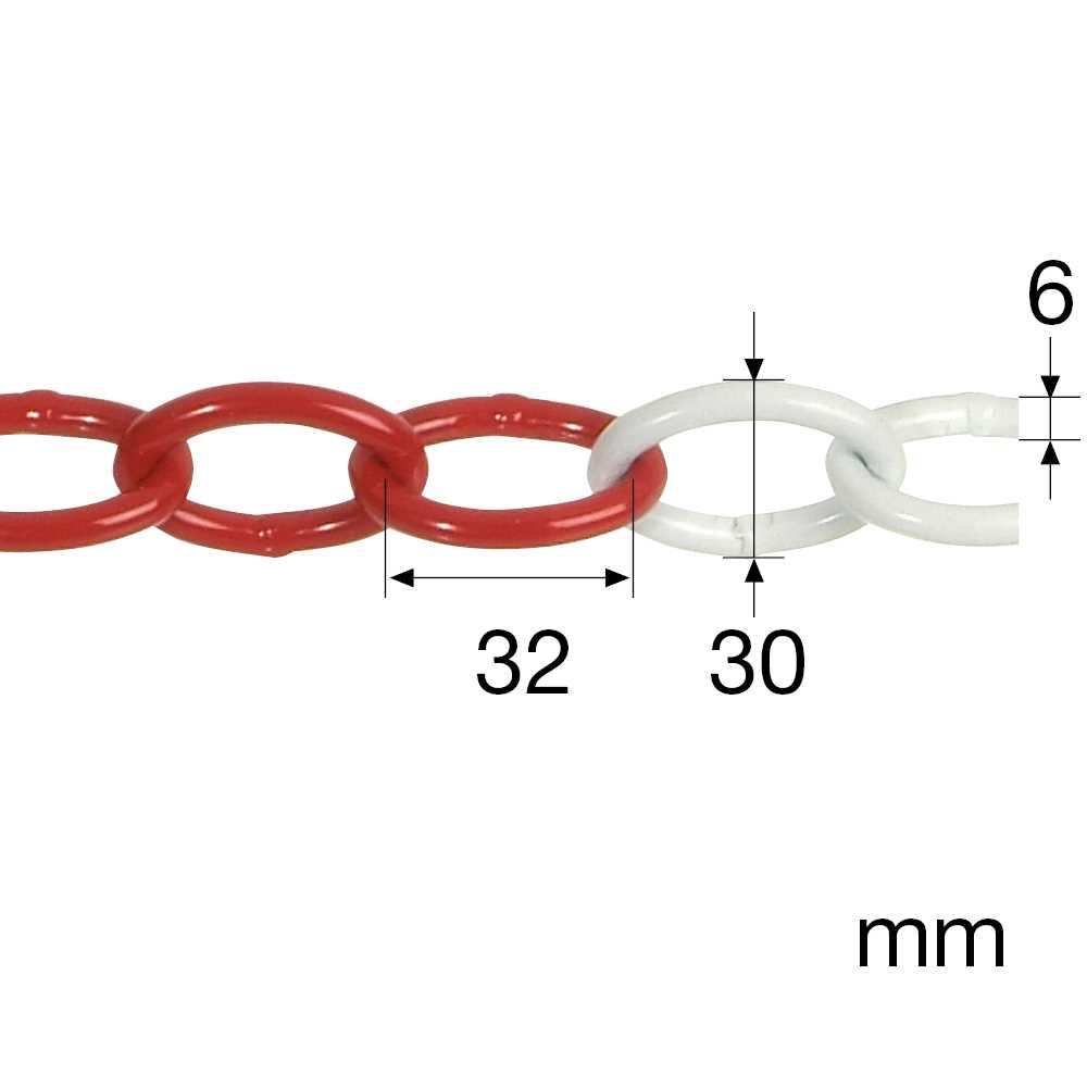 Werksnormkette - rot/weiß, Durchmesser [d]: 6mm
