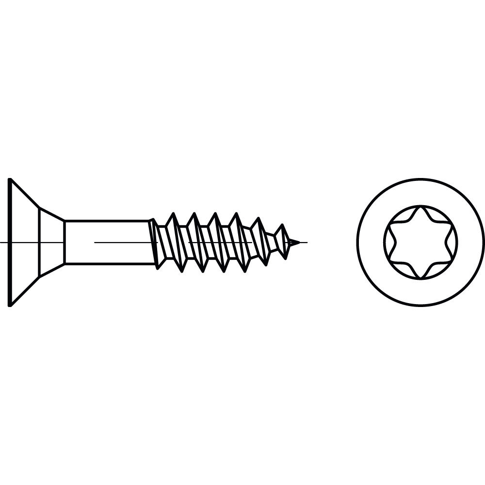 Senkspanplattenschraube ST A2K TX, VOLLGEWINDE GALVANISCH VERZINKT, Gewindenenndurchmesser: 3mm, Schraubenlänge: 12mm