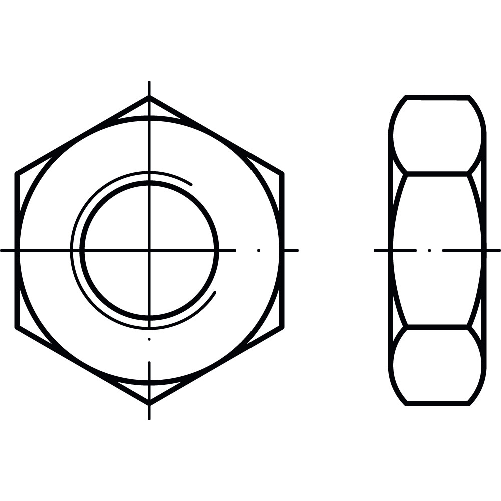 Sechskantmutter DIN 439 UNF GR. 5, BLANK UNVEREDELT NIEDRIG, Gewindegröße (imperial): 3/8"