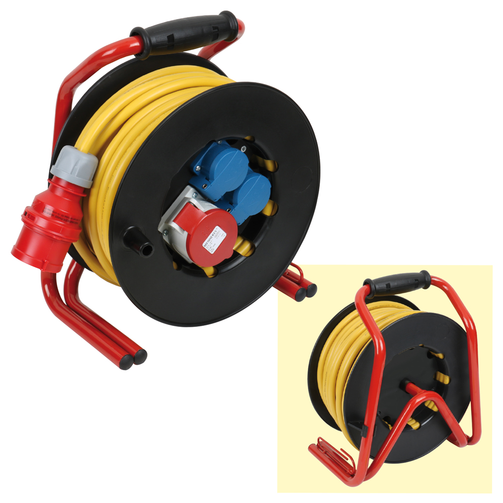 Kabeltrommel 400V/16A,25m , Baurobust K35,2x230V,1x400V CEE,IP44, Aderquerschnitt: 5x1,5mm²