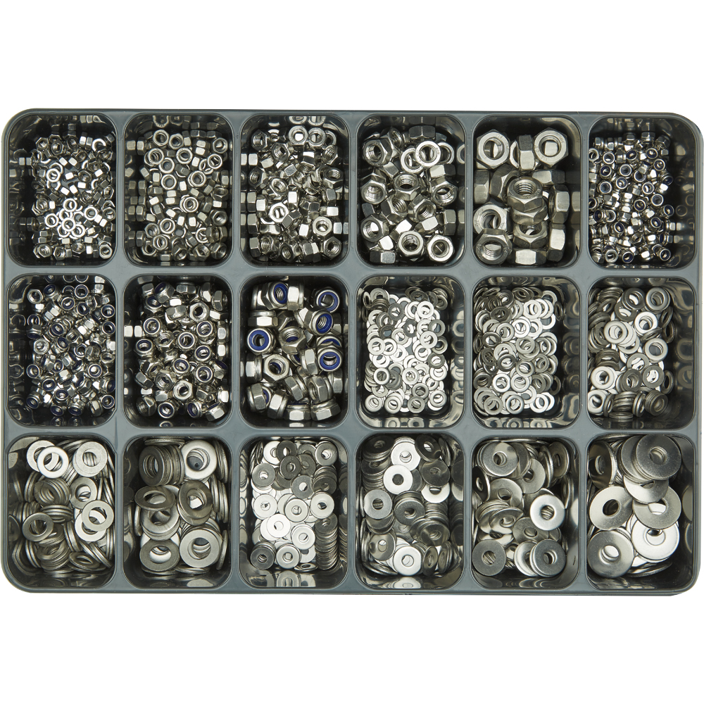 SPIRAL Sortimentkoffer 1.525-teilig Edelstahlsortiment DIN 934/985/125/9021